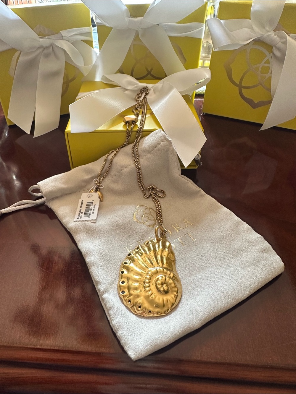Kendra Scott Marina Long Pendant Necklace in Vintage Gold